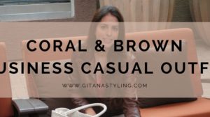 Coral & Brown Business Casual Outfit
